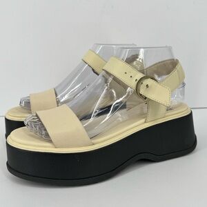 SOREL Platform Sandal Women's Size 6.5 Cream Beige Dayspring Ankle Strap